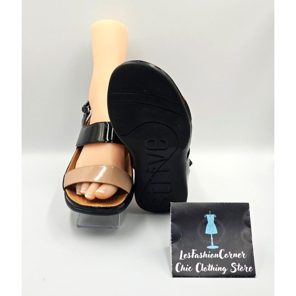 Strive OAHU Women's Black Nude Patent Leather Cushioned Sandals Sz 9.5 2426 - Picture 3 of 15